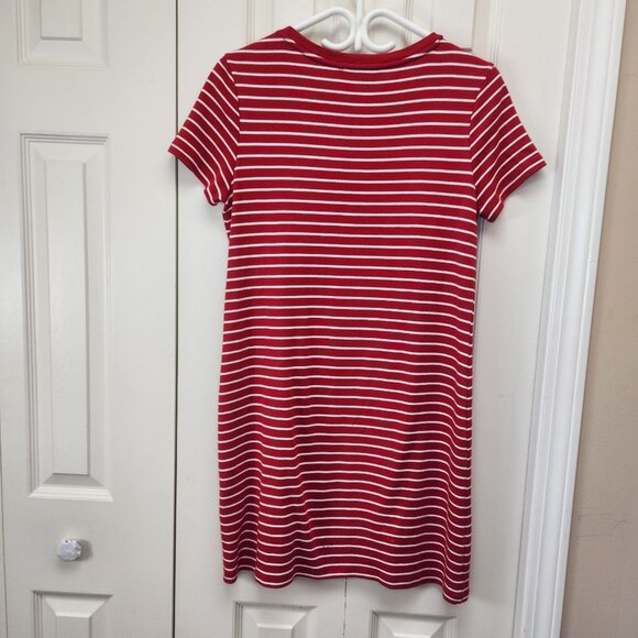 [M] Tommy Hilfiger Red and White Striped T-Shirt Dress Size Medium 100% Cotton - Picture 5 of 8